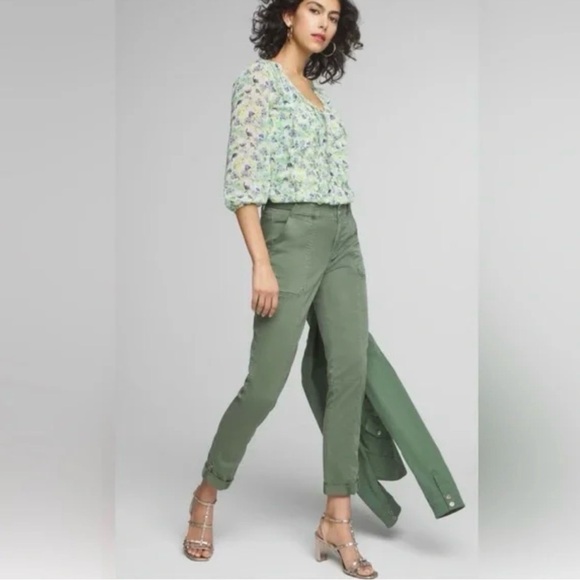 White House Black Market Pants - WHITE HOUSE BLACK MARKET - Dark Olive Pret a Pedi / Moto Straight leg Pants